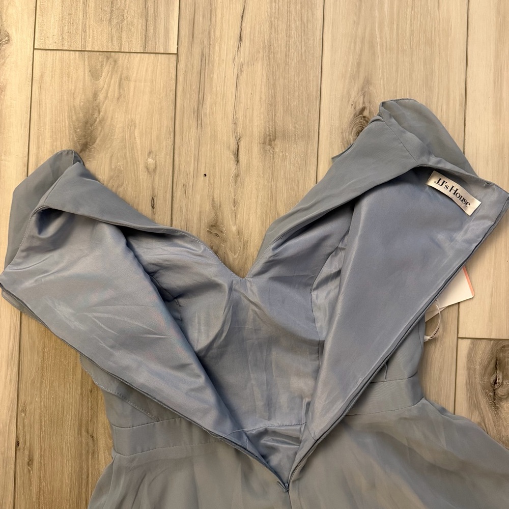 JJ's House Dusty Blue Chiffon Midi Dress Size 10 Bridesmaid - Picture 12 of 13